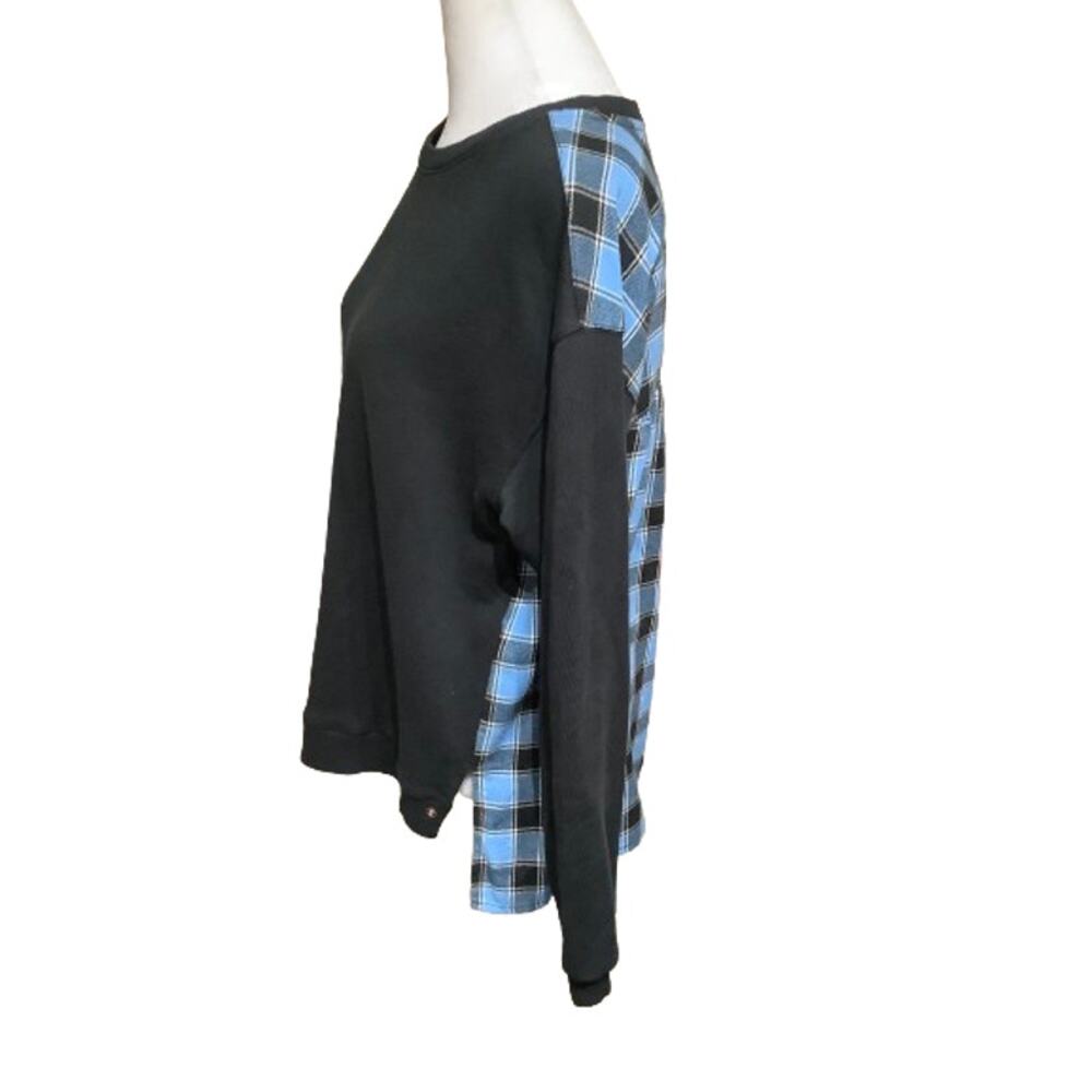 Pilcro Black and Blue Plaid Sweatshirt